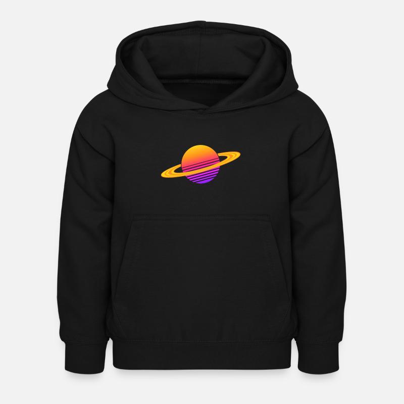 Synthwave Saturn - Kids Hoodie - black