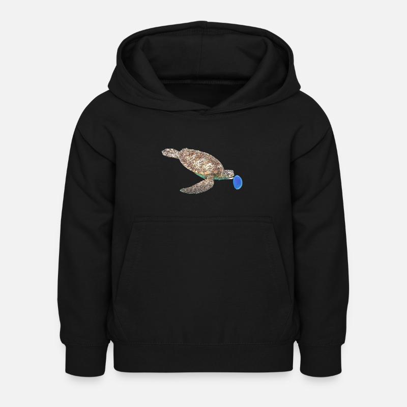 Tortue verte - Sweat à capuche Enfant - noir