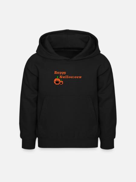 Kürbis mit Maske - Kinder Hoodie - Schwarz