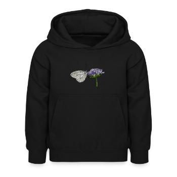 Schmetterling Blume Baum-Weißling Entomologe - Kinder Hoodie - Schwarz - Vorne - AI Model Kid Female (0cm)