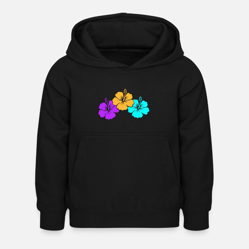 hibiscus - Sweat à capuche Enfant - noir