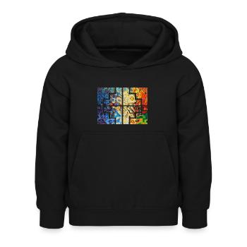Geometrische Farben - Kinder Hoodie - Schwarz - Vorne - AI Model Kid Female (0cm)
