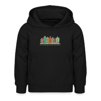 Vue d’Amsterdam, maisons hollandaises typiques, Hollande - Sweat à capuche Enfant - noir - Devant - AI Model Kid Female (0cm)