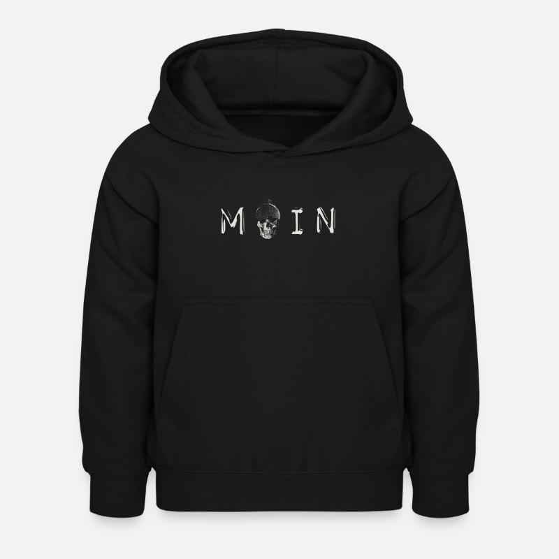 Moin mit Skull - Kinder Hoodie - Schwarz