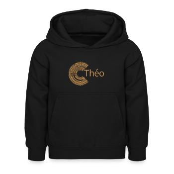 Für Théo - Kinder Hoodie - Schwarz - Vorne - AI Model Kid Female (0cm)