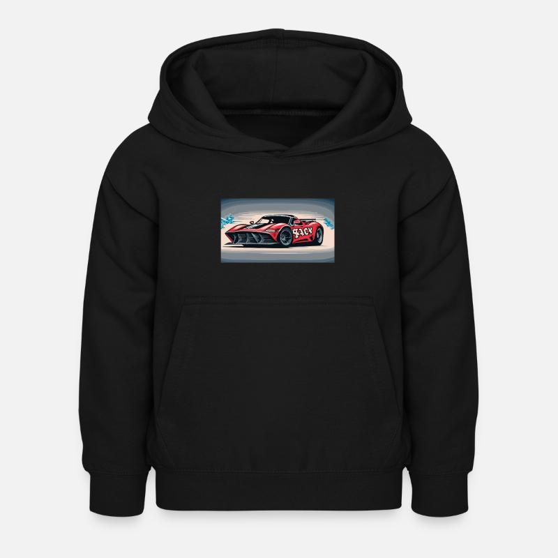 Voiture de course enveloppée dans la brume - Sweat à capuche Enfant - noir