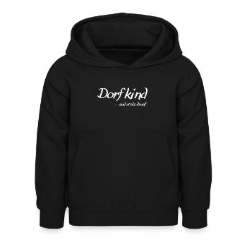 T-Shirt "Dorfkind" weiß - Kinder Hoodie - Schwarz - Vorne - AI Model Kid Female (0cm)