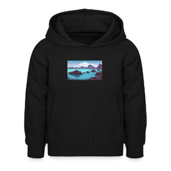 Blue Lagoon, Iceland - Pixel Art - Kids Hoodie - black - Front - AI Model Kid Female (0cm)