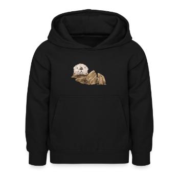 Seeotter - Kinder Hoodie - Schwarz - Vorne - AI Model Kid Female (0cm)