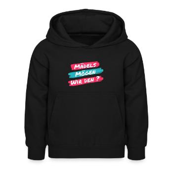 Les filles, est-ce qu’on l’aime ? Drôle de dicton d’un clic - Sweat à capuche Enfant - noir - Devant - AI Model Kid Female (0cm)