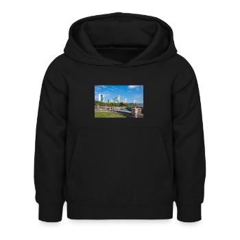 Panorama de la ville de Niagara et des chutes du Niagara - Sweat à capuche Enfant - noir - Devant - AI Model Kid Female (0cm)