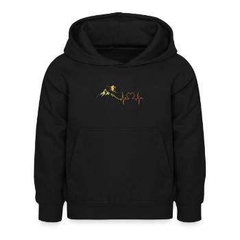Retro Ski Herzschlag Skifahren Berge EKG Skifahrer - Kinder Hoodie - Schwarz - Vorne - AI Model Kid Female (0cm)