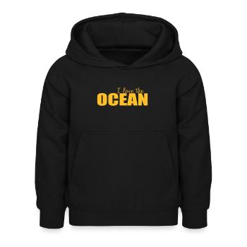 I LOVE THE OCEAN - Kids Hoodie - black - Front - AI Model Kid Female (0cm)