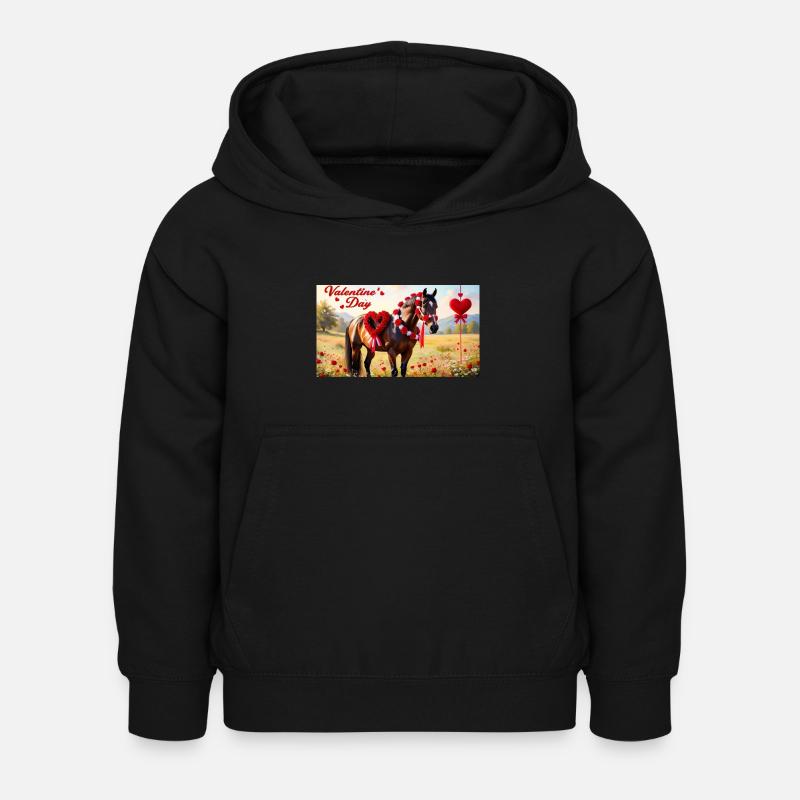Cheval saint valentin 20241231 142950 0000 - Sweat à capuche Enfant - noir