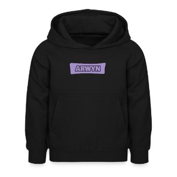 First name Arwyn - Kids Hoodie - black - Front - AI Model Kid Female (0cm)