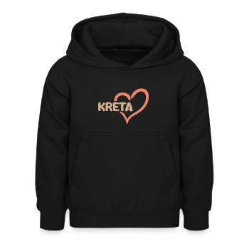 Kreta - Kinder Hoodie - Schwarz - Vorne - AI Model Kid Female (0cm)