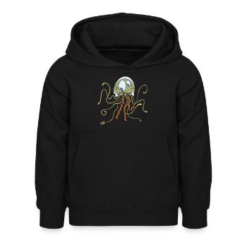La vie de méduse - Sweat à capuche Enfant - noir - Devant - AI Model Kid Female (0cm)