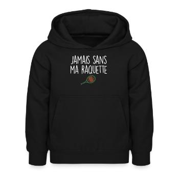 Jamais sans ma raquette - Sweat à capuche Enfant - noir - Devant - AI Model Kid Female (0cm)