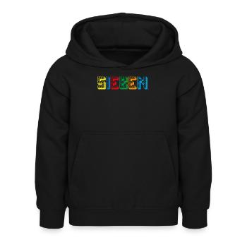 Kinder 7 Jahre Bausteine 7. Geburtstag - Kinder Hoodie - Schwarz - Vorne - AI Model Kid Female (0cm)