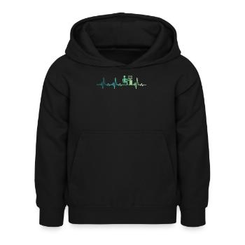 Heartbeat Programmer-Entwickler - Kinder Hoodie - Schwarz - Vorne - AI Model Kid Female (0cm)