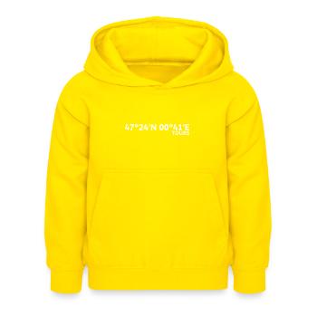 Tours Coordinates - Kids Hoodie - yellow - Front - AI Model Kid Female (0cm)