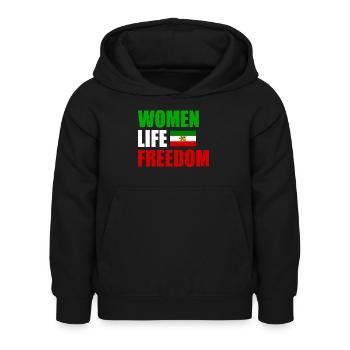 Women life freedom - Sweat à capuche Enfant - noir - Devant - AI Model Kid Female (0cm)