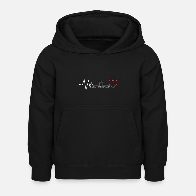 Heartbeat - Puls Controller mit Spruch - Kinder Hoodie - Schwarz