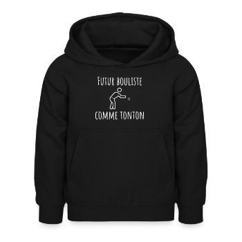 futur bouliste cadeau bebe humour petanque - Sweat à capuche Enfant - noir - Devant - AI Model Kid Female (0cm)