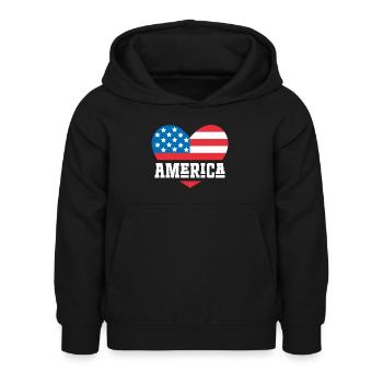 Amerika Flagge Herz - Kinder Hoodie - Schwarz - Vorne - AI Model Kid Female (0cm)