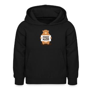 Free Hugs Bär - Kinder Hoodie - Schwarz - Vorne - AI Model Kid Female (0cm)