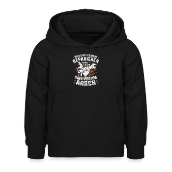 Opa Reparieren Reparatur Spruch Lustig - Kinder Hoodie - Schwarz - Vorne - AI Model Kid Female (0cm)