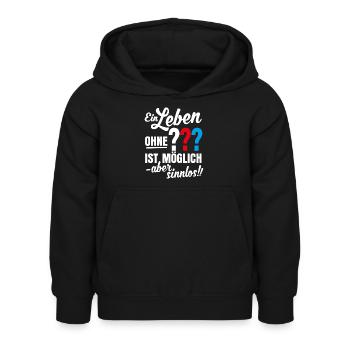 Die Drei ??? Leben ohne ist sinnlos Text - Kinder Hoodie - Schwarz - Vorne - AI Model Kid Female (0cm)