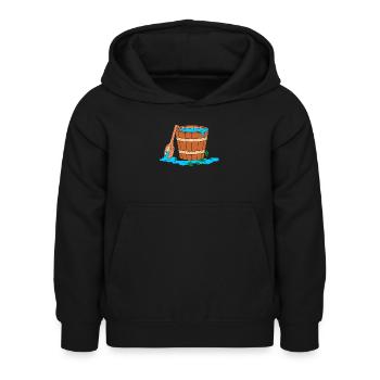 Seau de sauna - Sweat à capuche Enfant - noir - Devant - AI Model Kid Female (0cm)