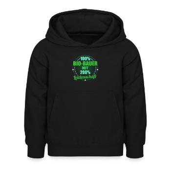 Bio-Bauer - Kinder Hoodie - Schwarz - Vorne - AI Model Kid Female (0cm)
