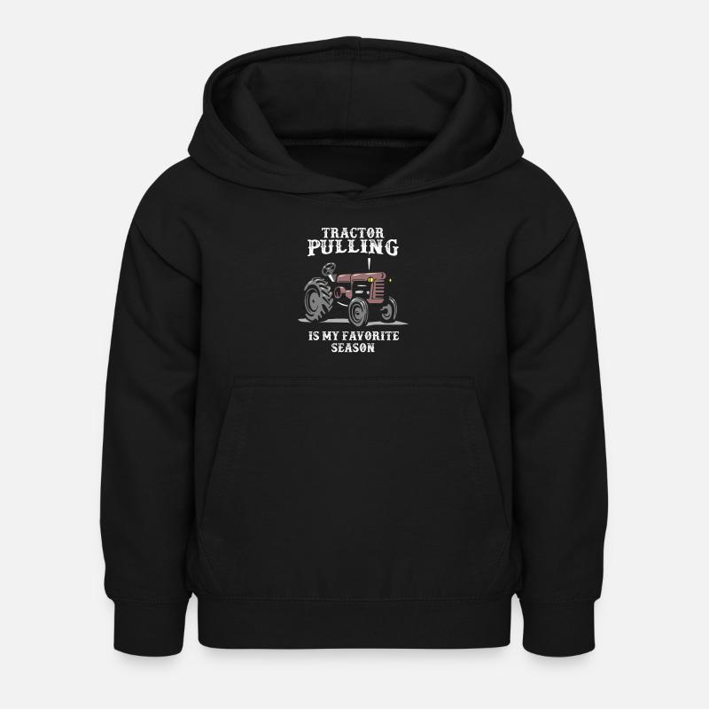 tractor pulling, tractor pulling tractor, pulling, - Kids Hoodie - black