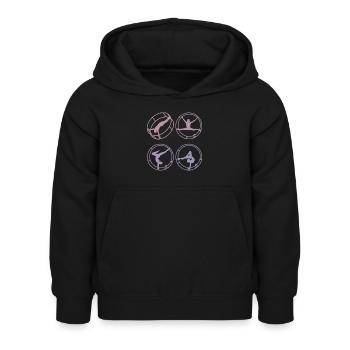 Farbenfrohes Rhönrad mit Rhönradturnerin - Kinder Hoodie - Schwarz - Vorne - AI Model Kid Female (0cm)