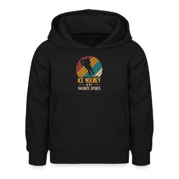 Hockey sur glace Hockey Joueur de hockey sur glace Équipe de hockey sur glace - Sweat à capuche Enfant - noir - Devant - AI Model Kid Female (0cm)