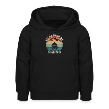 Ich würde lieber Retro Sunset Ski fahren - Kinder Hoodie - Schwarz - Vorne - AI Model Kid Female (0cm)