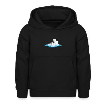 ours polaire mignon et pingouin sur la glace de la banquise - Sweat à capuche Enfant - noir - Devant - AI Model Kid Female (0cm)