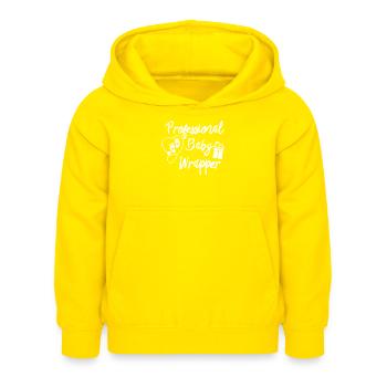 Professional Baby Wrapper Baby Footprints - Kinder Hoodie - Gelb - Vorne - AI Model Kid Female (0cm)