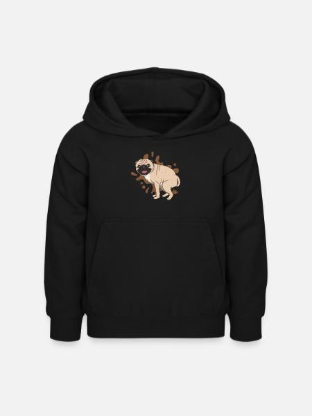 Mops kackt Kackhaufen - Kinder Hoodie - Schwarz