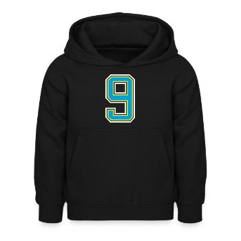 Zahl 9 Blaues Design - Kinder Hoodie - Schwarz - Vorne - AI Model Kid Female (0cm)