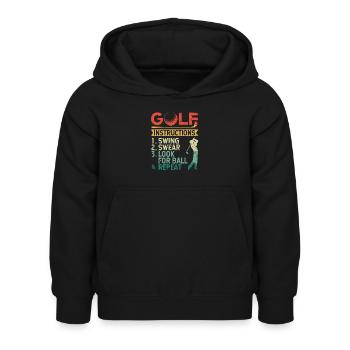 Golf Anleitung Schwung Schwur Suche Ball Wiederhol - Kinder Hoodie - Schwarz - Vorne - AI Model Kid Female (0cm)