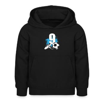 Fußball 9 Jahre alter Fußballer 9.Geburtstag - Kinder Hoodie - Schwarz - Vorne - AI Model Kid Female (0cm)