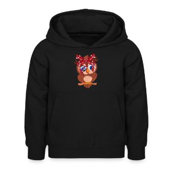 Eule - Kinder Hoodie - Schwarz - Vorne - AI Model Kid Female (0cm)