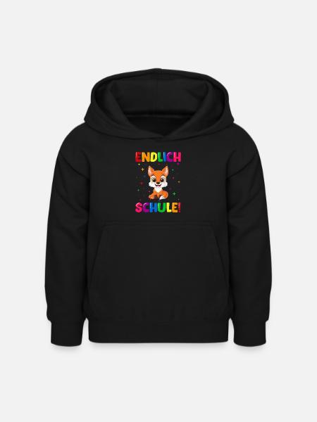 Endlich Schule Fuchs Einschulung Schulkind - Kinder Hoodie - Schwarz
