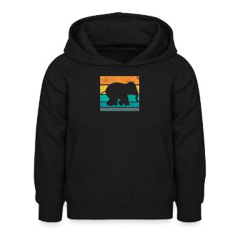 Retro Elefant - Kinder Hoodie - Schwarz - Vorne - AI Model Kid Female (0cm)