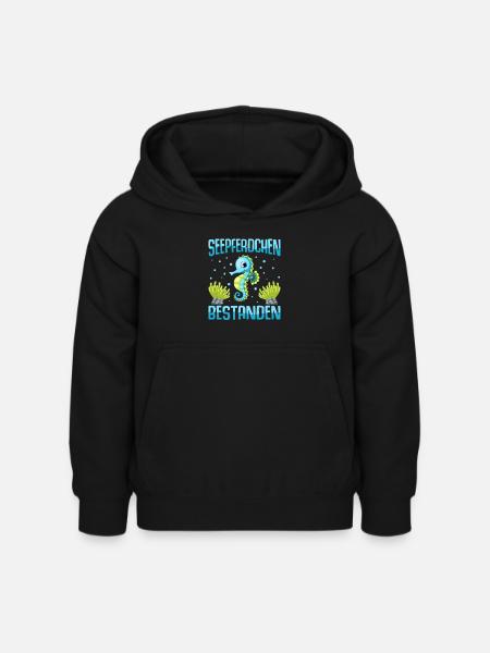 Seepferdchen Abzeichen Seepferdchen bestanden - Kinder Hoodie - Schwarz