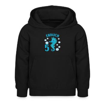 Seepferdchen Geburtstagsmotiv 5 Jahre Jungen - Kinder Hoodie - Schwarz - Vorne - AI Model Kid Female (0cm)