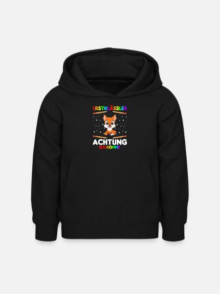 Erstklässler Schulkind Einschulung Fuchs - Kinder Hoodie - Schwarz
